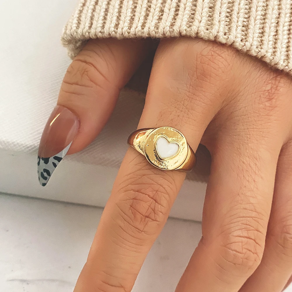 IFME جديد 1 قطعة خاتم الحب الرجعية الموضة تصميم افتتاح شخصي متعدد الألوان القلب الموضة العصرية قطرة السبابة خواتم #2