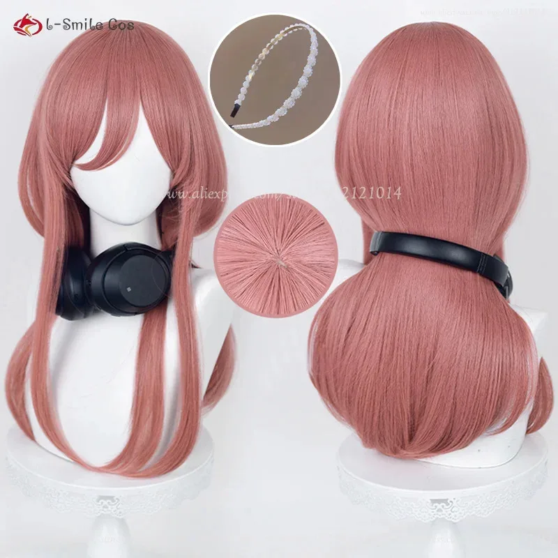 Peluca de Cosplay Nakano Miku de alta calidad, pelucas de Anime de 60cm de largo de color rosa oscuro para mujer, pelucas sintéticas resistentes al calor para Cosplay de Anime + gorro de peluca