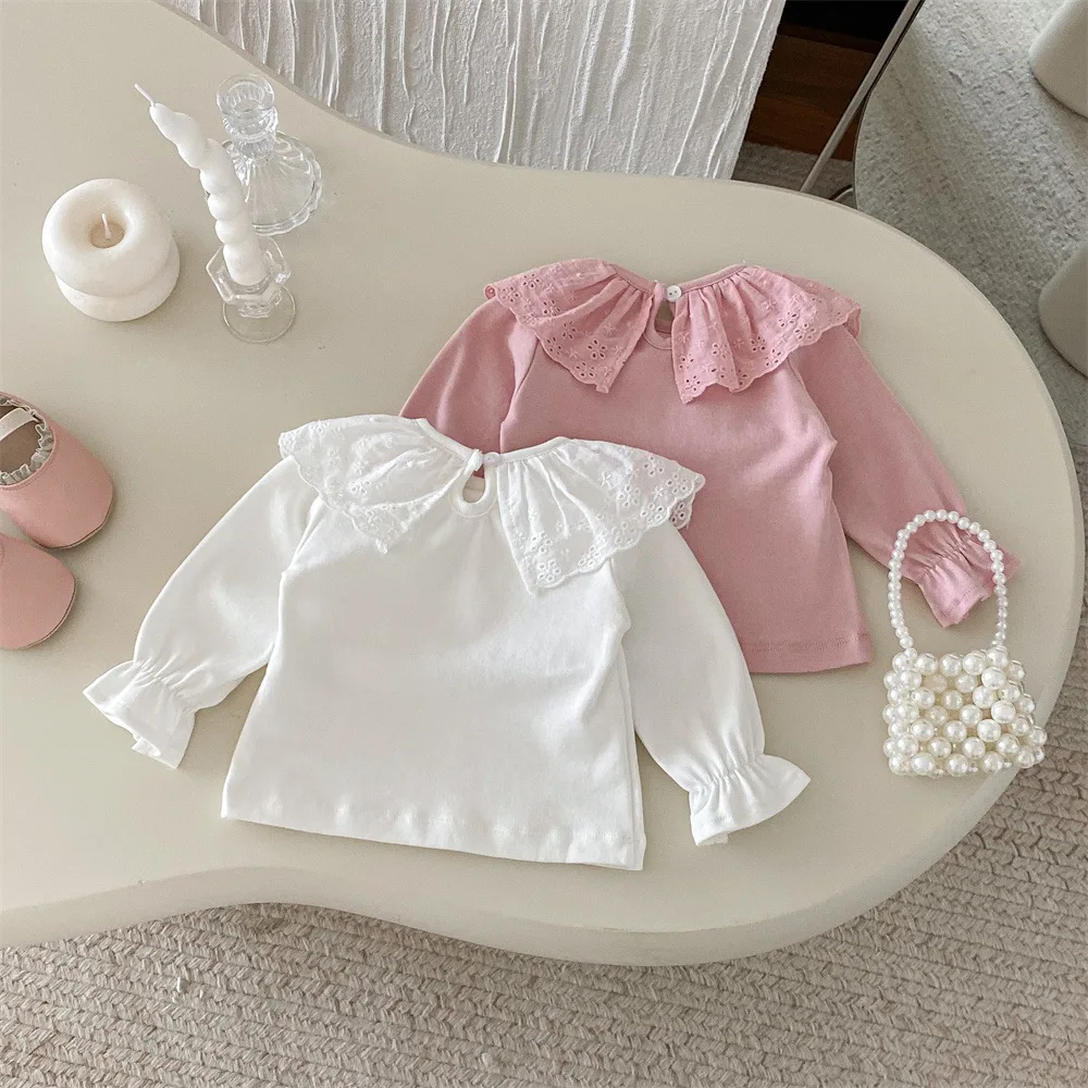 0-24m Baby Mädchen Rüschen Spitze Hemd Langarm Blusen Säugling Baby Tops Kinder Shirts Kleinkind Mädchen Kleidung für Frühling Herbst – Detail 3