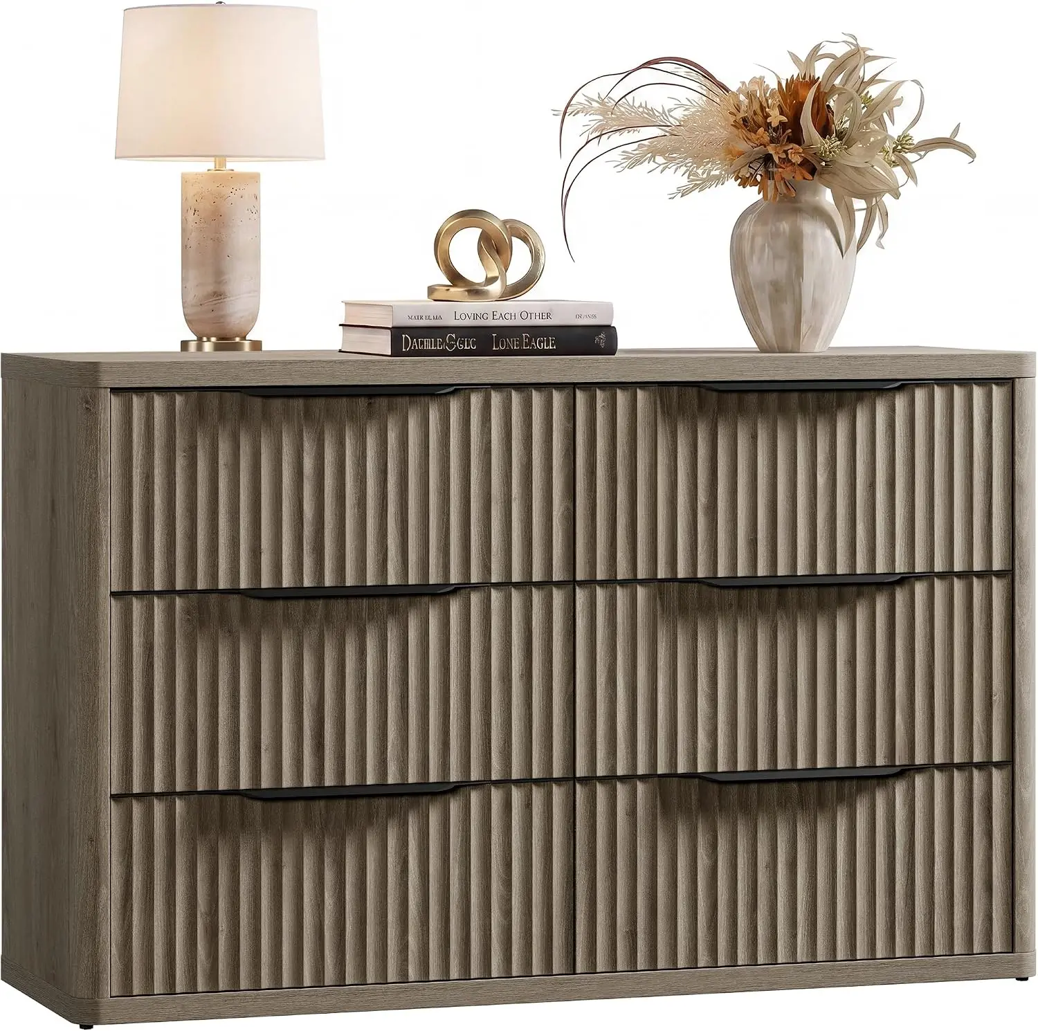 Storage Cabinet Six Spacious Vertical Grooved Drawers