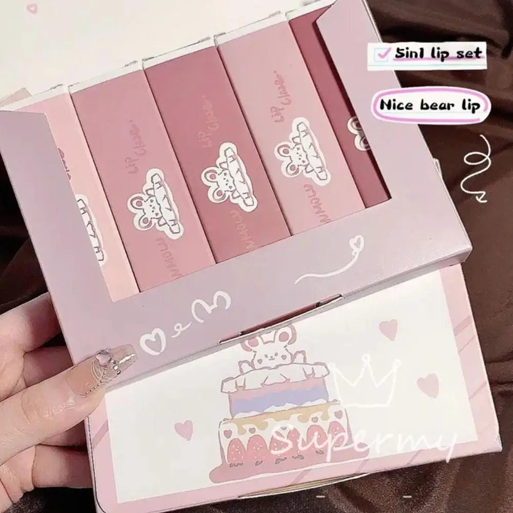 5pcs/Set 5in1 DANMOLU Liptint Set Lip Glaze Matte Cosmetics Waterproof Long Lasting Women Red Lip Tint Beauty Korean Cosmetic