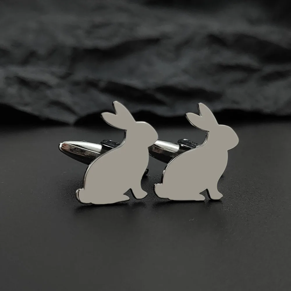 Gemelli con stemma di coniglio in acciaio inossidabile placcato oro, regali di Halloween, Ringraziamento, Natale e Capodanno