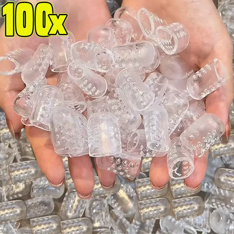 5-100pcs Transparent Silicone Toe Covers Women Gel Little Toes Protector Tube Foot Care Finger Caps Elasticity Prevents Blisters