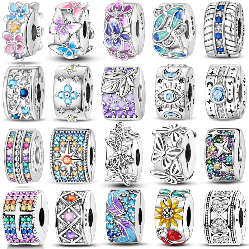 Charms 925 Silver Butterfly Dragonfly Flowers Stars Moon Devil's Eye Spacer Beads Fit Qikaola 925 Original Bracelets DIY Jewelry