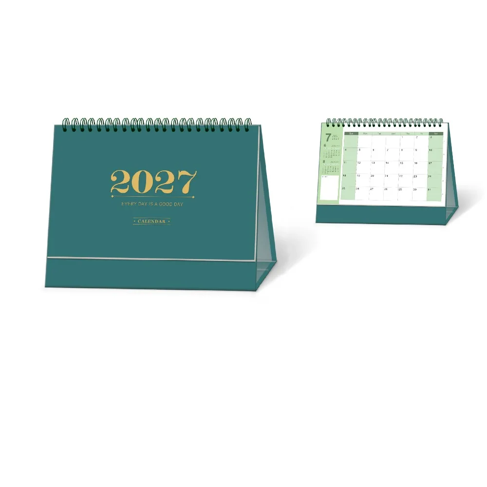 Paper 2027 Desk Calendar Spiral Binding Morandi Color Standing Table Calendar Monthly View Desktop Size Academic Planner
