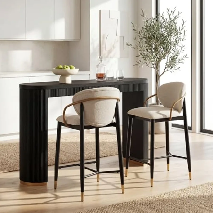 

Bardia Bar Table and Chairs Set of 2, 3 Pcs Bar Table Set with Metal Counter Stool, Wooden Counter Height Dining Set for 2, Bla