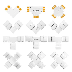 Connecteur de bande LED en forme de L T X, soudure gratuite, 2 broches, 3 broches, 4 broches, 5 broches, coin allergique, 10mm, WS2811, WS2812, 5050, ruban lumineux RVB