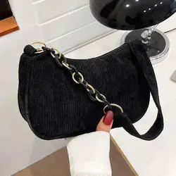 Fashion Vintage Women Handbags Corduroy Underarm Bag Casual Women Shoulder Bags Crossbody Zipper Female Handbag Clutch