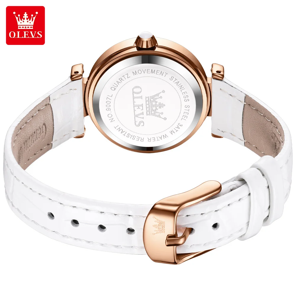 Olevs Mode Damen uhren Relogio Feminino Luxus Diamant Quarzuhr Damen Leder wasserdichte Armbanduhr Reloj Mujer