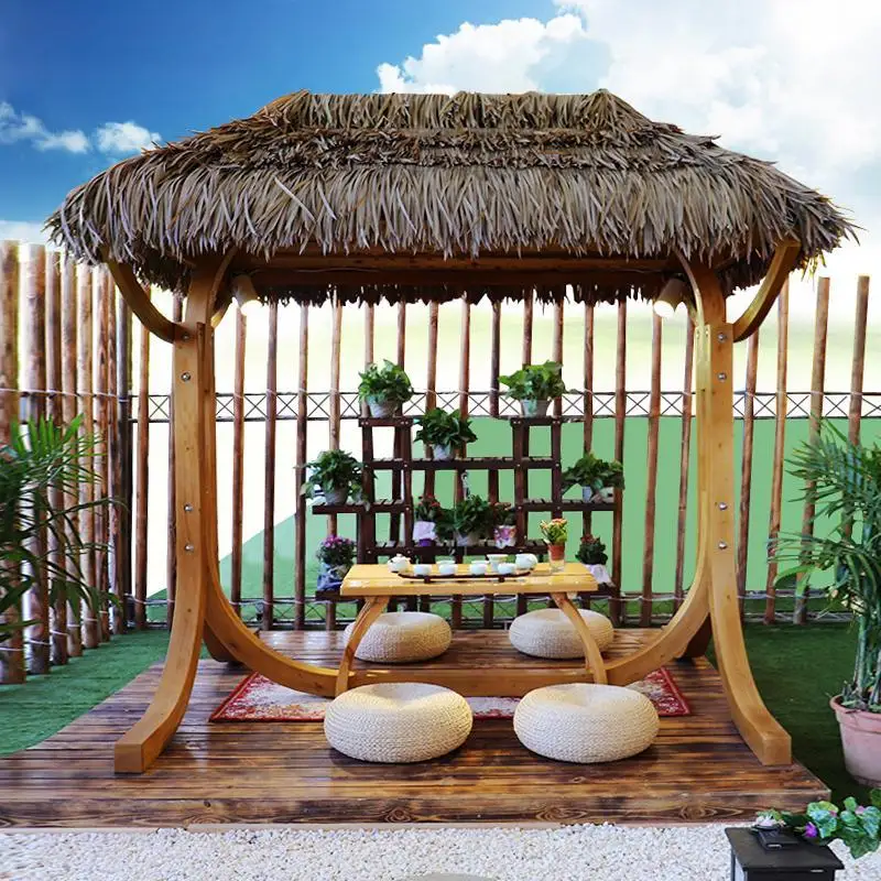 Swing chair outdoor courtyard balcony outdoor garden solid wood hanging basket rattan chair preservative wood homestay swing