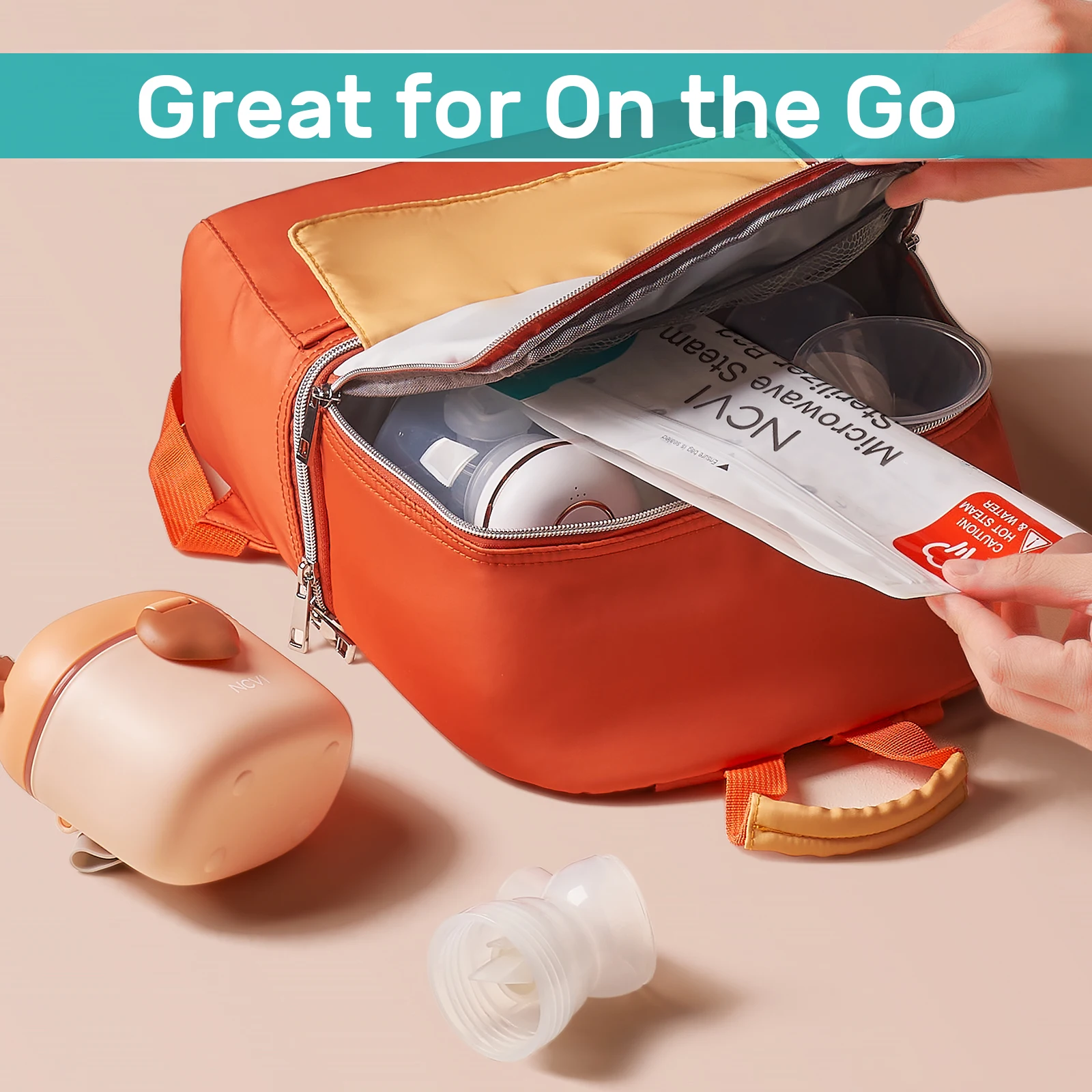 حقيبة معقم بخار الميكروويف NCVI مكونة من 8 قطع، حاوية تطهير لعضاضة الأطفال واللهايات وملحقات مضخة الثدي