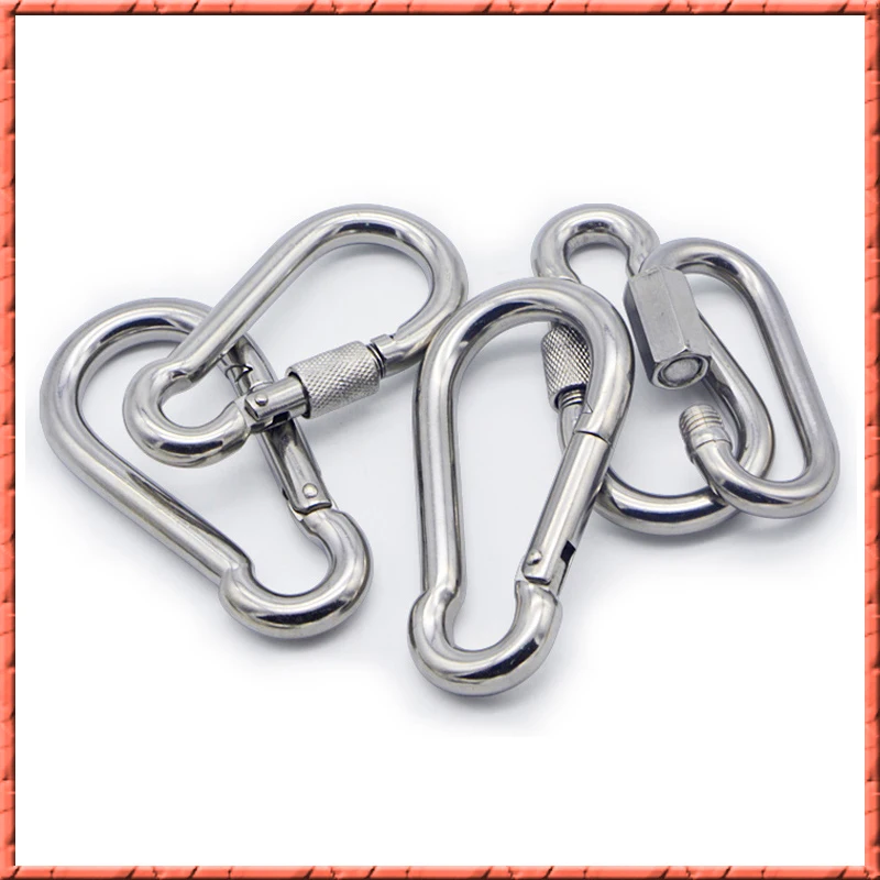 Stainless steel m4/5/6/8-m13 carabiner quick hanging elastic buckle connection hook spring hook insurance buckle chain