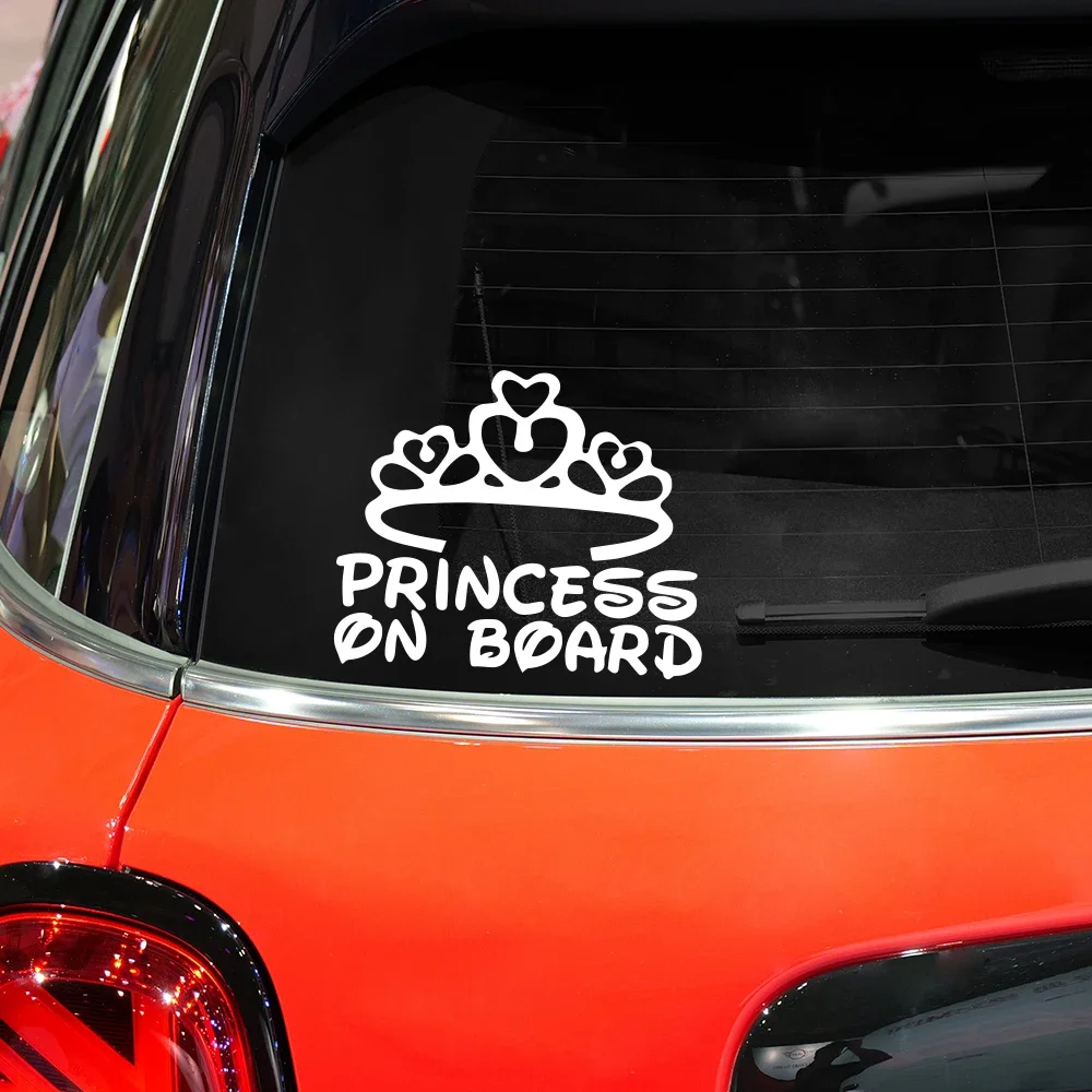 

Car Sticker Heart Shaped Crown Pattern Princess On Board Decals Driving Safety Warning Sign Sticker Car Decoration Accessories