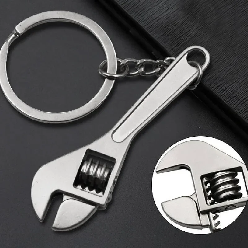 Findme 1pc Car Metal Wrench Style Key Chain Creative Fashion Silver Compact Metal Zinc Alloy Key Ring Keychain Brand New
