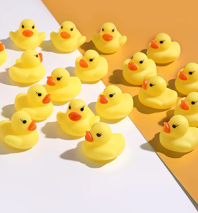 5Pcs Cartoon Cute Simulation Of The Small Yellow Duck Toys Kids Summer Bath Play Water Toys Squeeze Will Call Small Yellow Duck