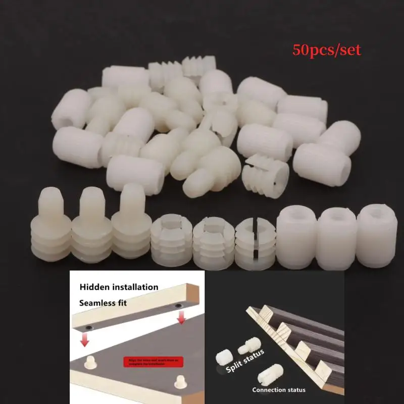 50Pcs/set Two In One Male And Female Pre Embedded Grille Special Accessories Plastic Nuts Hidden Fastening Connectors
