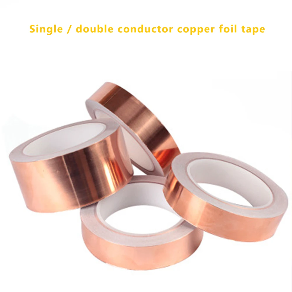 5m Copper Foil Tape Conductive Strip Conductive Adhesive EMI Shielding for Slug Snail Barrier Repellent Deterrent