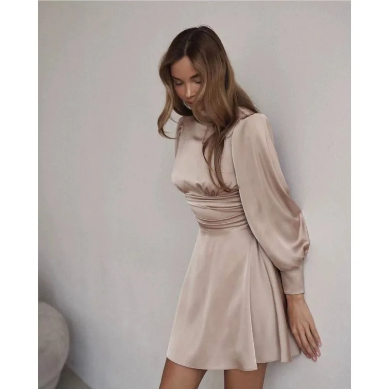 Elegant Women Corset Party Dress Luxury Sexy Long Lantern Sleeve Backless Celebrity Graduation Evening Dress Night Clubwear
