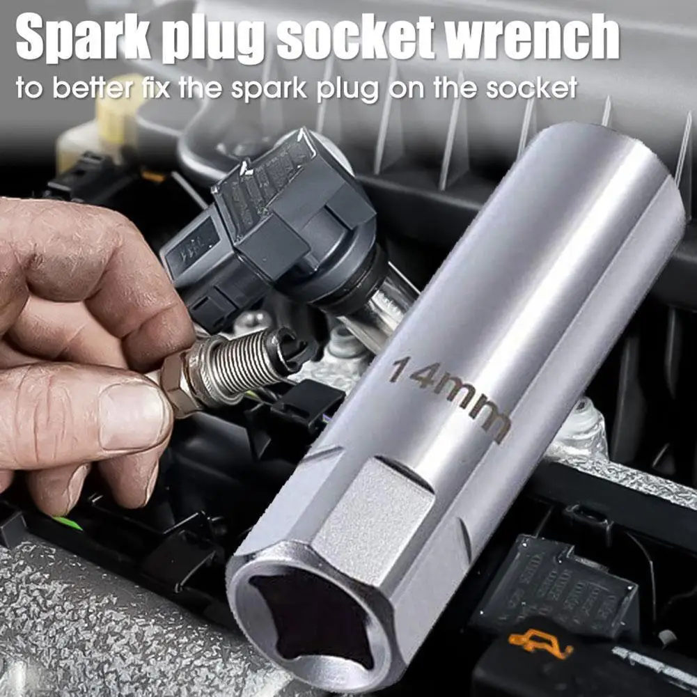 1pc 14mm Spark Plug Socket - 12-Point Thin Wall - Spring Clips - Compatible with Motorcycle, Car, SUV - Spark Plug Removal Tool