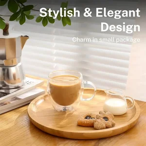 Kính cách ly nhiệt hai lớp trong suốt, cà phê có tay cầm, nhiệt độ cao, nước ép và sữa, 250ml 12 Bán hàng chính Crystal Calls - №4