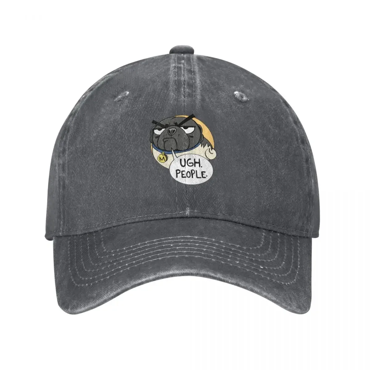 Ugh. People. -Miserable Mister Max the Pug Baseball Cap Sports Cap Trucker Hat Hood Uv Protection Solar Hat Caps For Women Men's