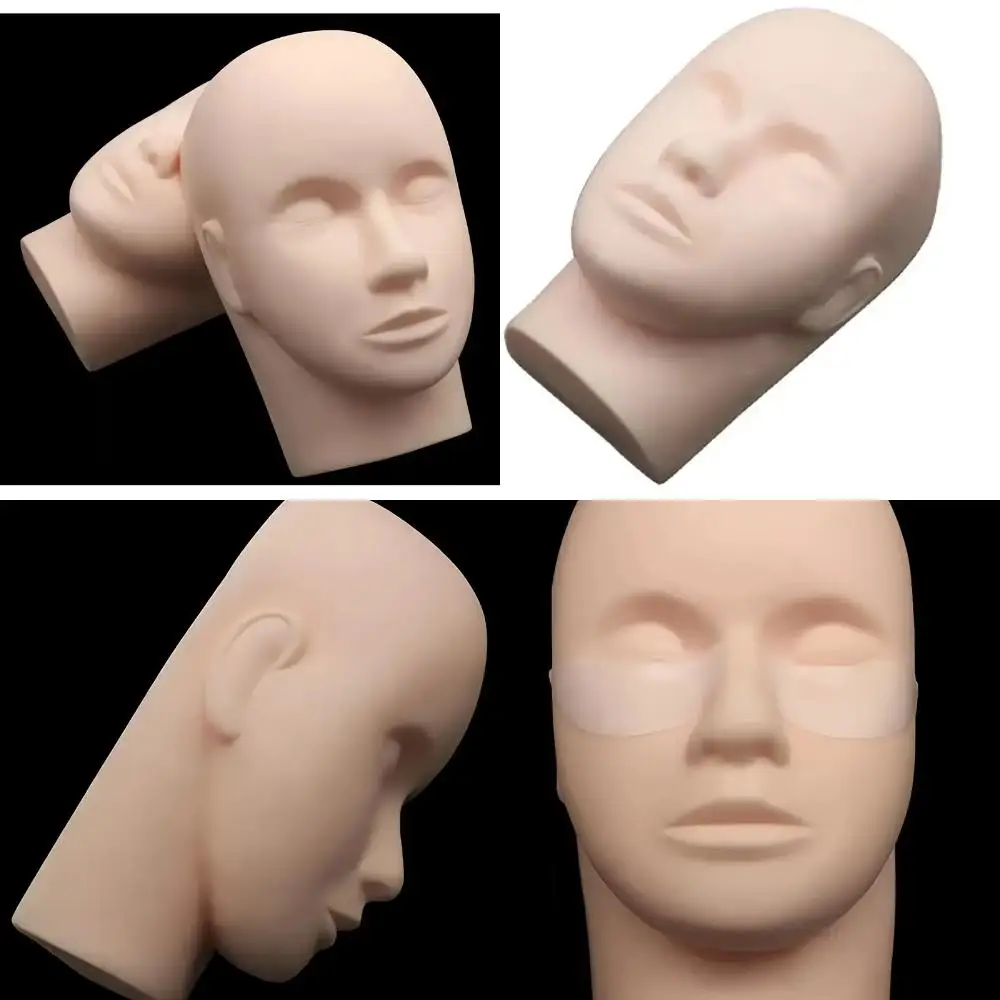 Practice Silicone Mannequin Head Model for Grafting Eyelashes and Beauty Facial Massage Training Dummy, Ideal for Medical Studen