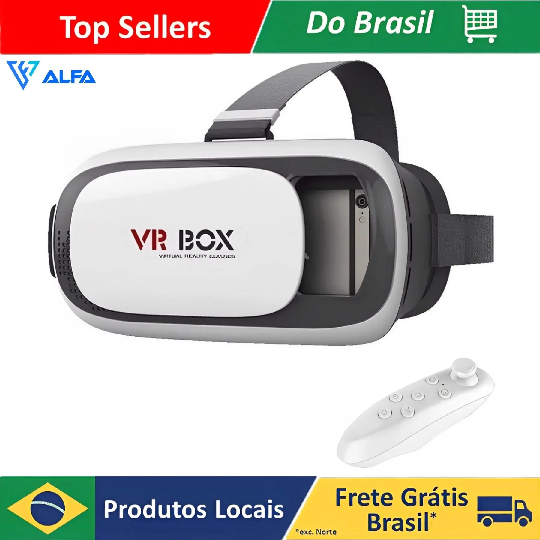 Óculos VR Box 2.0 Realidade Virtual + Controle Cardboard 3d Bluetooth