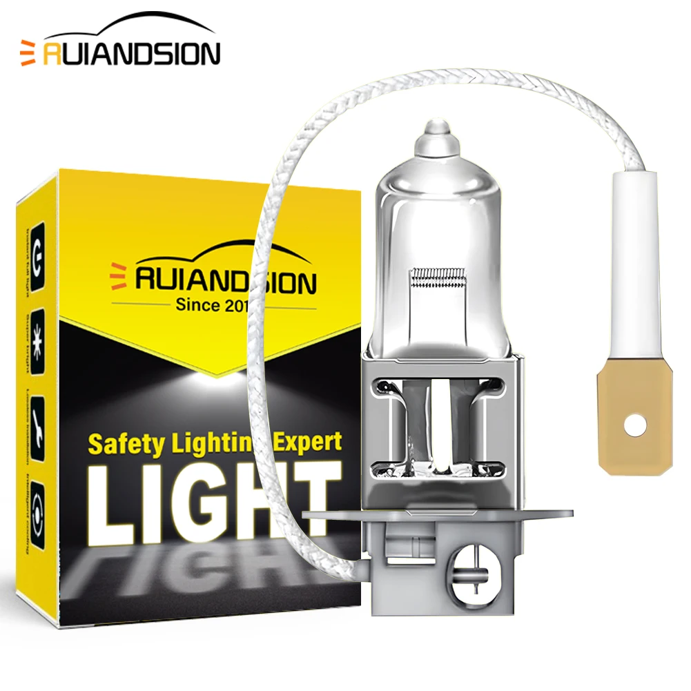 

Ruiandsion H3 Car Bulbs 100W 12V Car Fog Light Daytime Running Lamps 360°Beam Angle Lights 4300K Warm White Halogen bulb 2Pcs