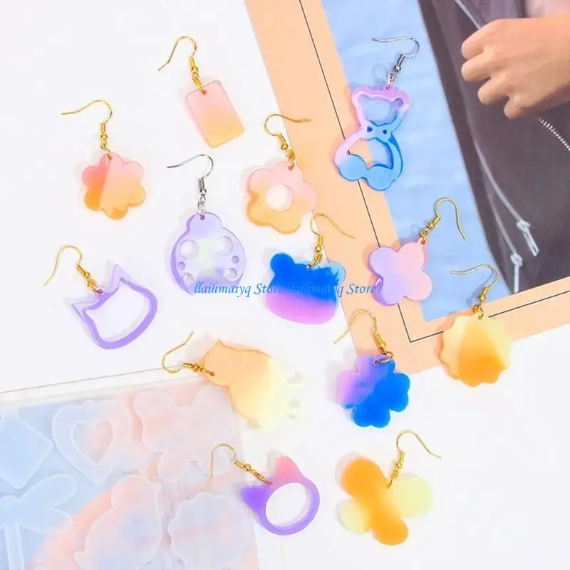 573B قالب من السيليكون الناعم شخصية على شكل حيوان أقراط قوالب هندسية حلقات الأذن قالب الايبوكسي لعشاق الحرف اليدوية ذاتية الصنع #3