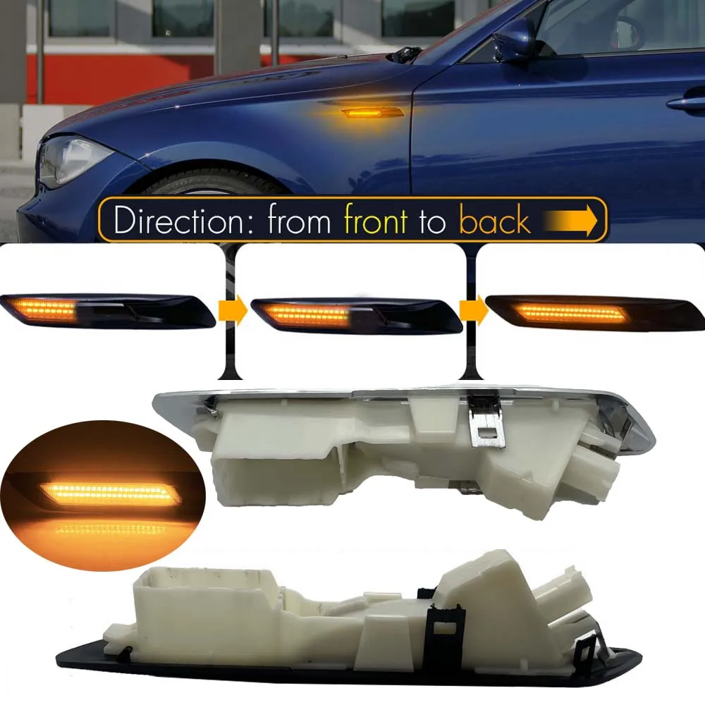 Smoked Lens Dynamic Fender LED Side Marker Blinker Light For BMW F10 F11 F18 2011-2017 BMW 5-Series F10 OEM#63137154170