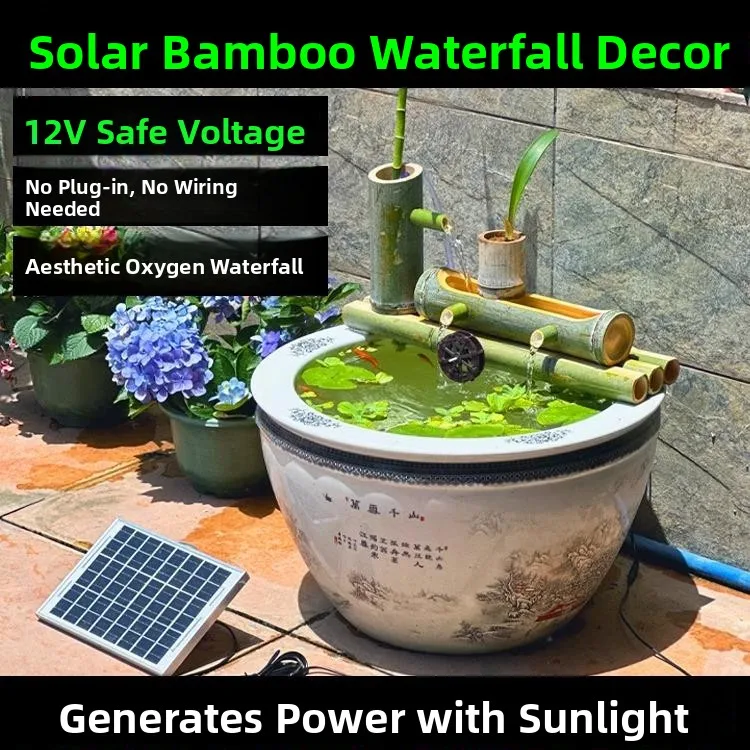 solar-powered-bamboo-water-feature-fish-tank-oxygenator-landscape-fountain-stone-basin-ornament-continuous-water-flow-oxygena