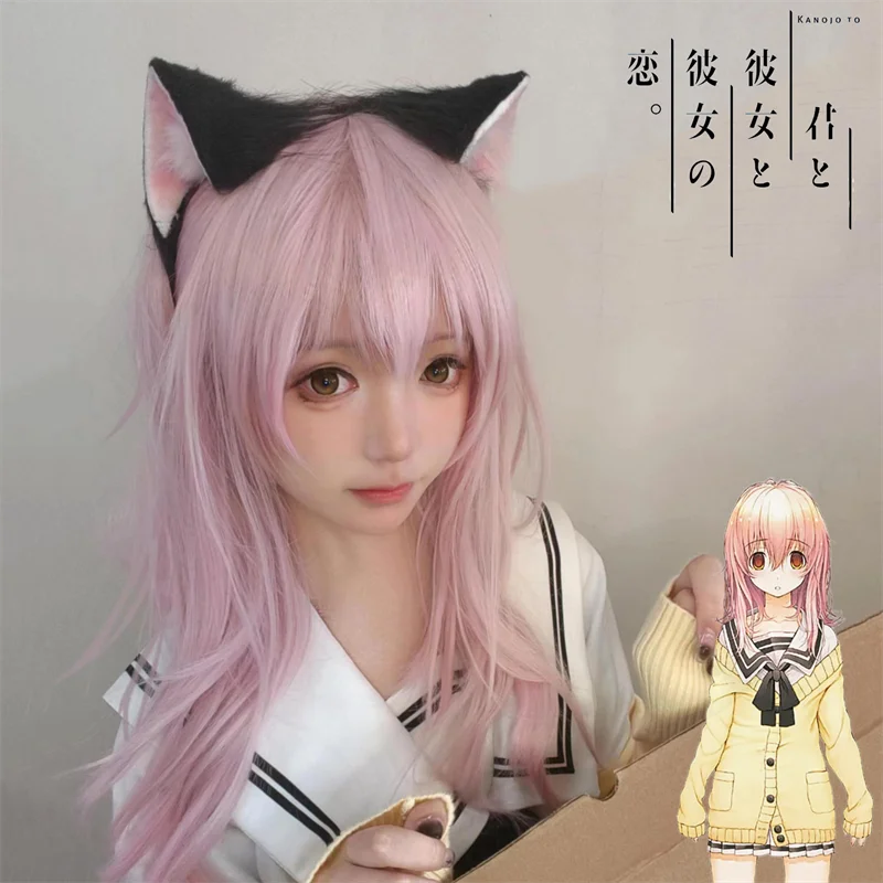 

YOU And ME And HER A Love Story Muko Aoi Adult Cosplay Wig Pink Long Hair Heat Resistant Synthetic Wigs Halloween Party Props