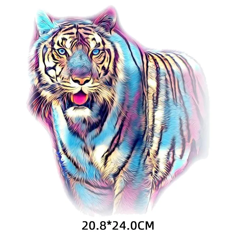 Diy Iron on Cool Tiger Patches for Clothing T Shirt Jackets Vinyl Heat Transfer Thermo Stickers on Clothes Appliques Parches T