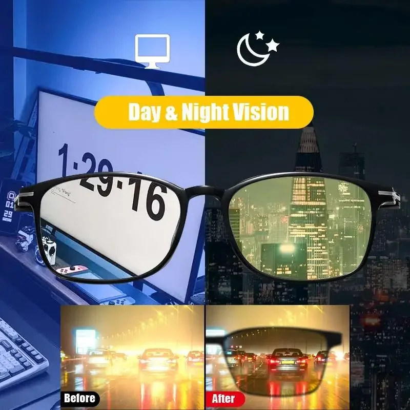 Fashionable Square Frame Anti-blue Light Night Vision Glasses Night Driving Anti-high Beam Glasses Outdoor Travel Sports Glasses - Image 4