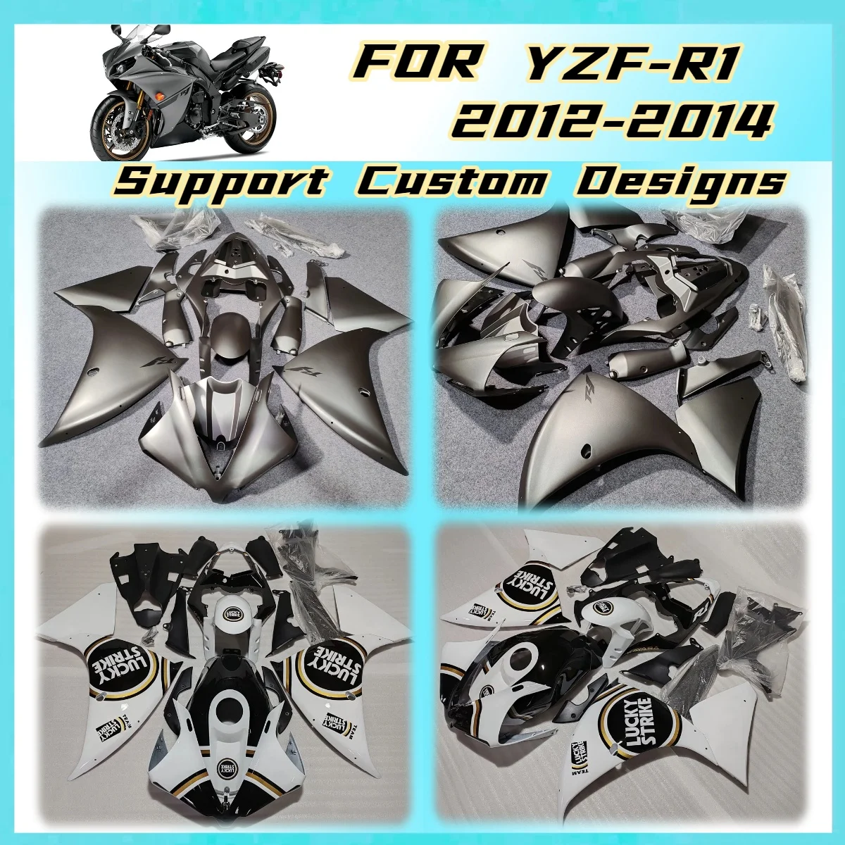 Custom Paint Fairings 2012 2013 2014 YZFR1 Motorcycle Fairing Kit Body Protection Cover Perfect Fit for Honda YZF R1 12 13 14