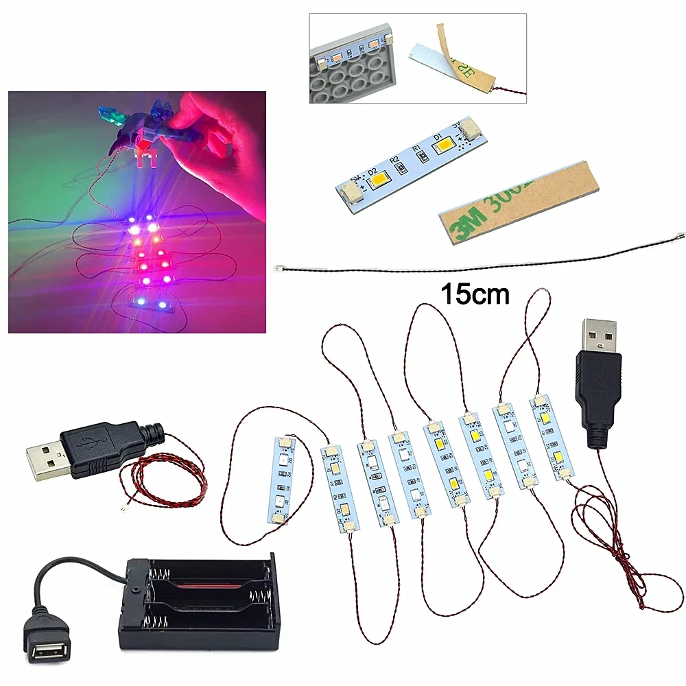1X4 LED-Licht 0,8mm Pin Dünne Bausteine USB-Fernbedienung Blinkende Lampe Mehrfarbige Kombination Stadtstraßenbeleuchtung Spielzeug – Detail 4