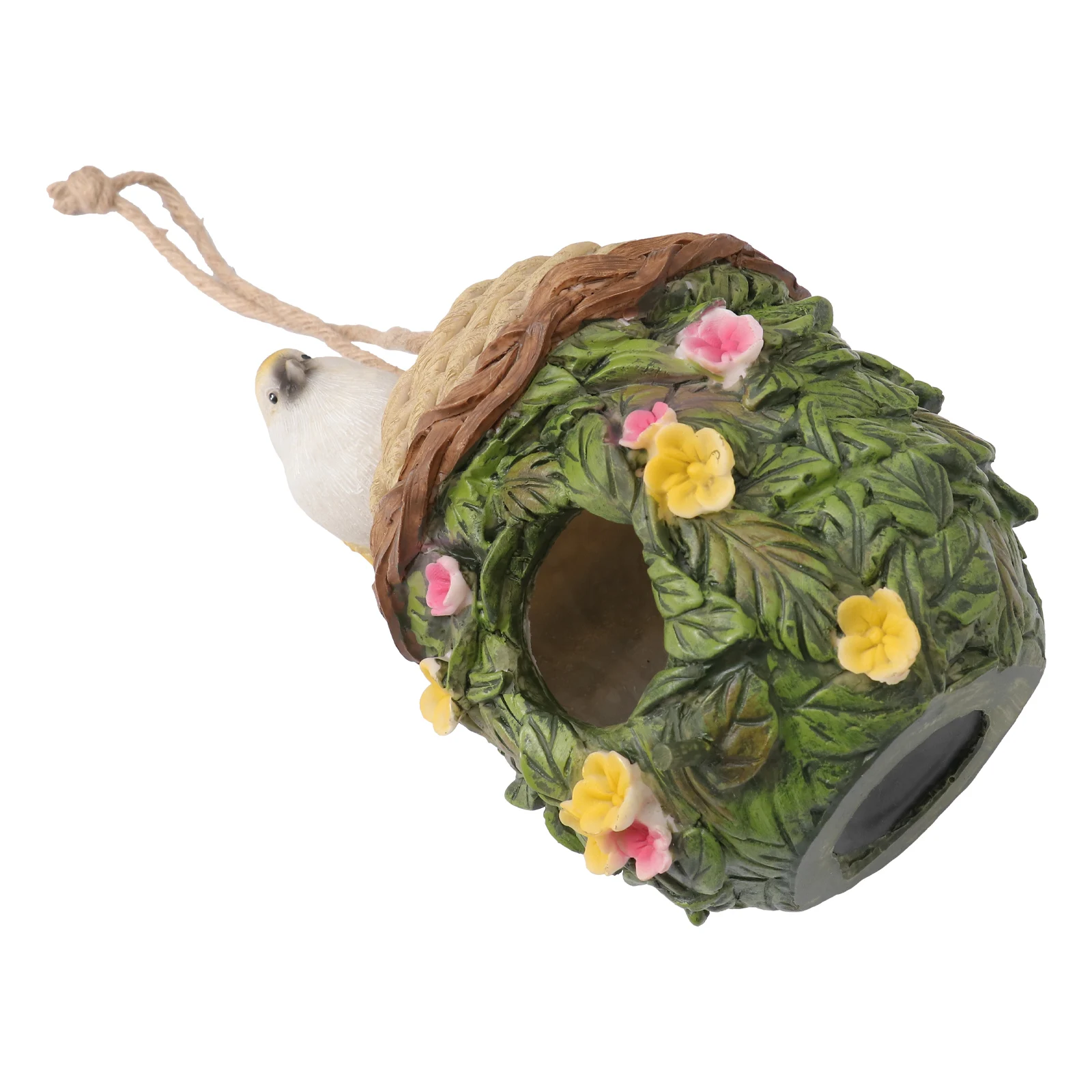 

Resin Bird House Hanging Nest Small Parrot Yard Decor Rope nament Outdoor Garden Accessories Safe Shelter for Birds Easy to