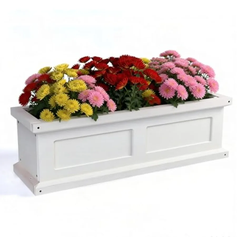 

3-Foot Window Box Planter Wall-Mounted White Window Planter for Outdoor Balcony/Windowsills Patio Garden Flower Window Boxes We