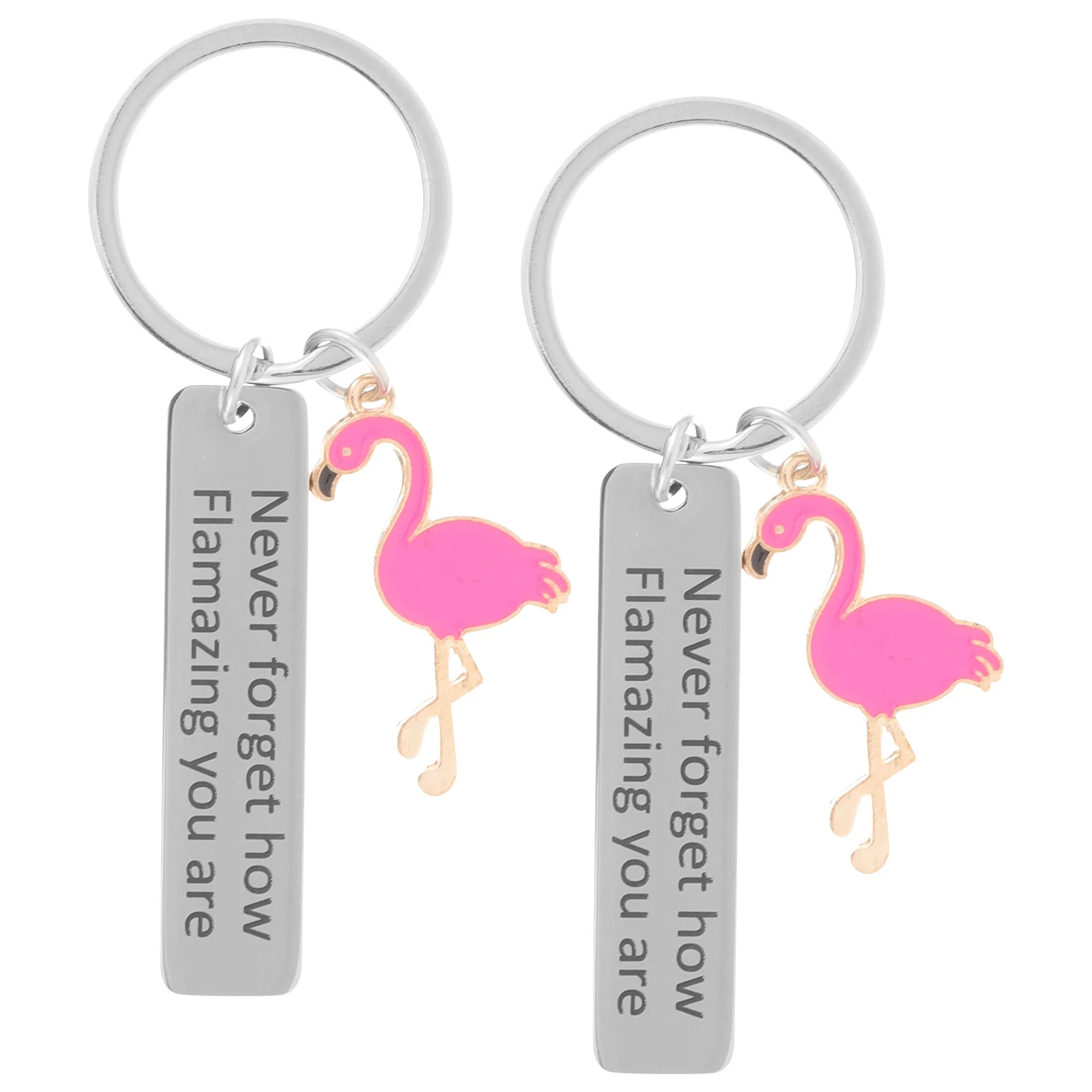 

2 Pcs Keyring Hanging Pendant Flamingo Keychain Decor Motivational Rosy Zinc Alloy Accessories Miss