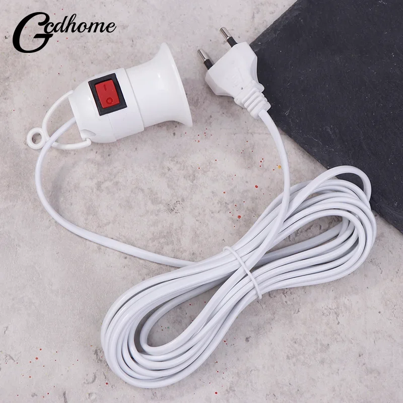EU Plug 4M Power Cord Cables E27 Lamp Base Holder With Switch For Pendant Led Bulbs Fixture Hanglamp Suspension Socket