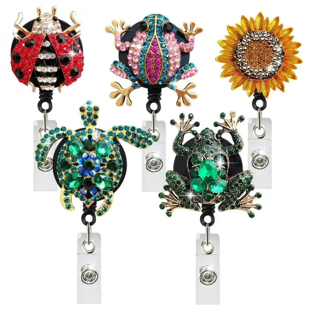 

70cm Crystal Diamond working telescopic rope tag seven stars stretchable Metal Ladybug sunflower frog turtle exquisite lanyard