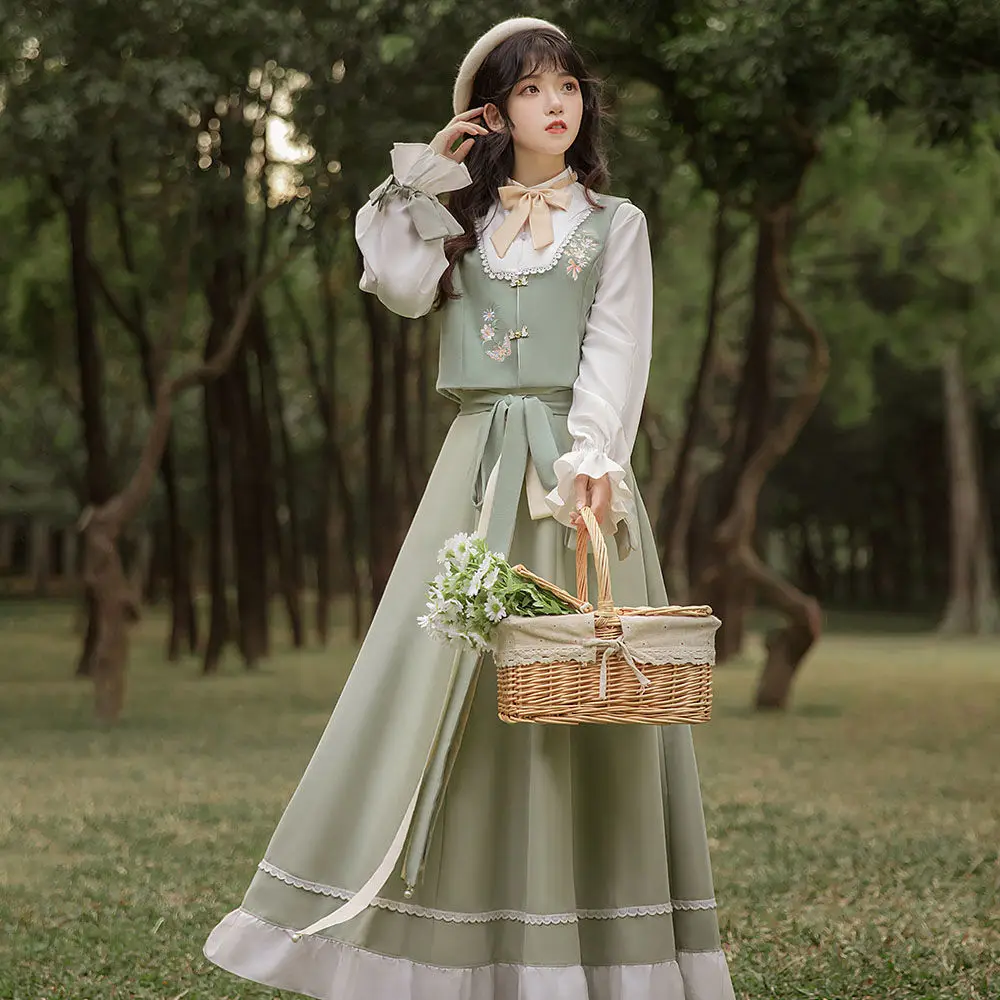 2022 Chinese Traditional Culture Hanfu Women's Dress Suit Improved Hanfu Suit Skirt Chinese Style Daily Three-piece Set