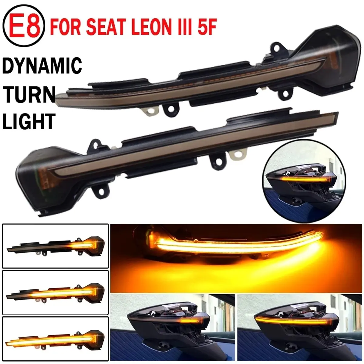 

Автомобильные светодиодные динамические зеркала заднего вида, указатели поворота, дымчатые линзы для Leon III 5F Arona KJ7 Ibiza 6F 5F0949101 5F0949102