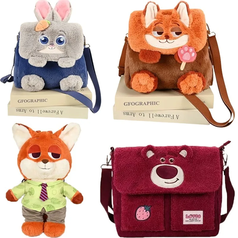 حقيبة ظهر ديزني زوتوبيا ذات سعة كبيرة جودي نيك حقيبة كتف موضة أنيمي لطيف المرأة حقيبة ظهر قطيفة طالب المدرسة Gif