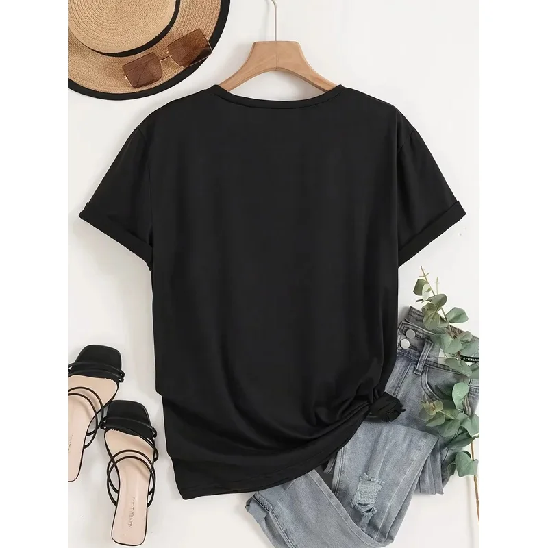 Vintage Just Breathe Dandelion V-neck T-shirt, casual fashion, Y2k printed t-shirts, short-sleeved t-shirt for women
