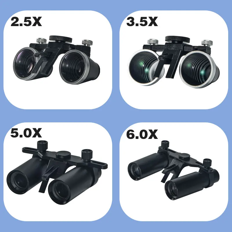 Dental Lupa Magnification Binocular, Cirurgia Lupa cirúrgica com farol, Luz LED, Lupas médicas para dentista, 3.5X 6X