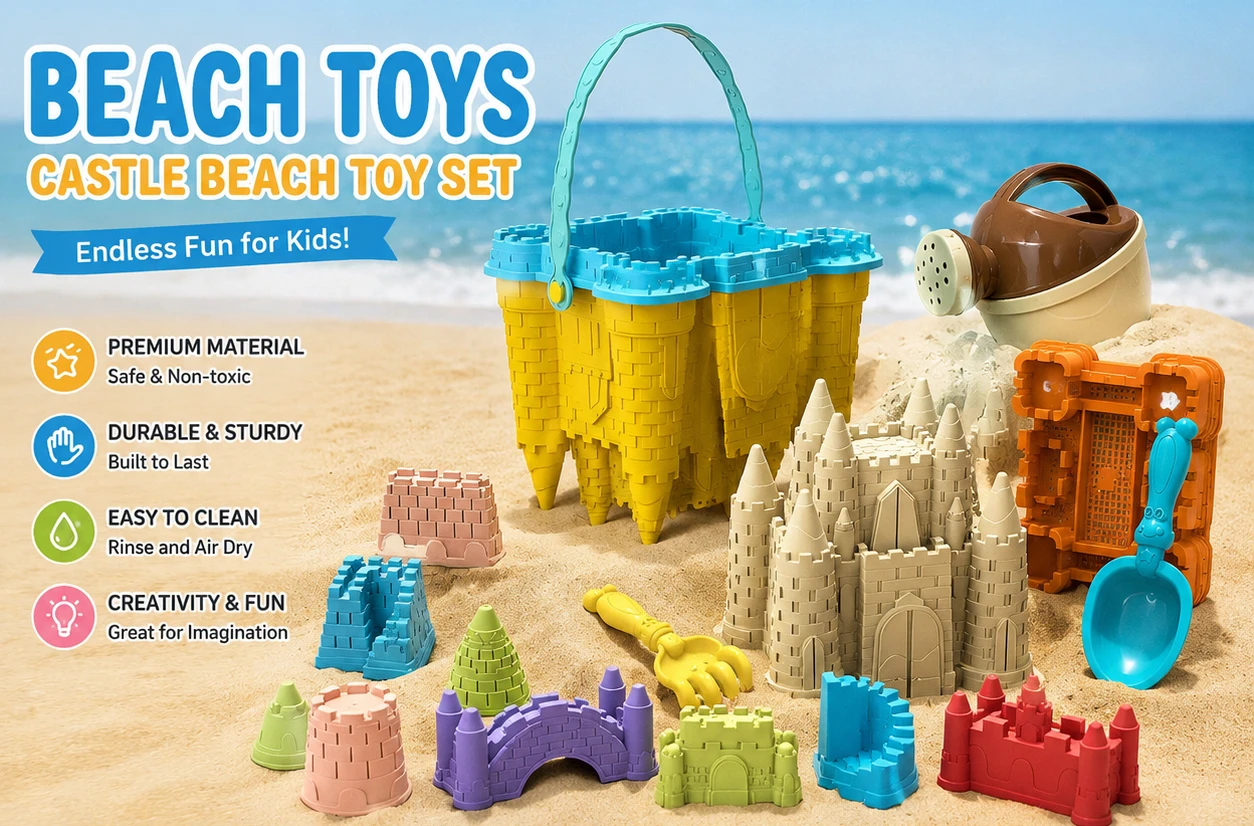 Beach Castle Bucket Sand Toys Set Summer Outdoor Play Accessories Sandbox Building Toy Family Holiday Gift