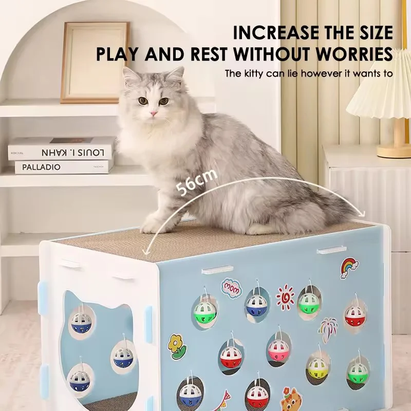 Multifunctional Cat Hide Seek Toy Integrated Cat Bed Teaser Wand Cat Scratcher Self Play Boredom Relief Interactive Pet Toy