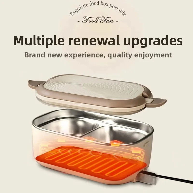 Portable Food Warmer Electric Heating Lunch Box 304 Stainless Steel Safe Meal Container For Office Student view 2