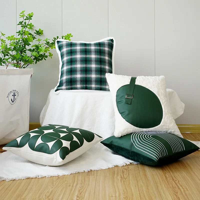 45x45CM Luxury Simple Throw Pillow Cover Nordic Green Stamping Waist Cushion Cover Decor Home Decorative Pillowcase